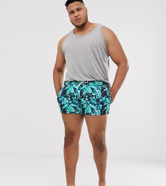 Темно-синие суперкороткие шорты для плавания с принтом тай-дай ASOS DESIGN Plus-Темно-синий
