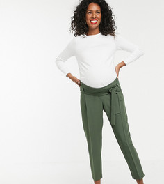 Суженные укороченные брюки с завязкой на поясе ASOS DESIGN Maternity-Зеленый