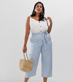 Брюки из шамбре с поясом Vero Moda Curve-Синий