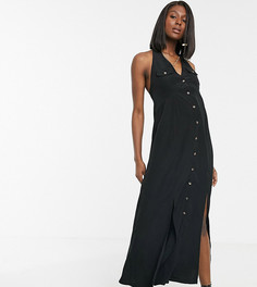 Платье макси на пуговицах с халтером ASOS DESIGN Maternity-Черный