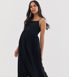 Черное платье миди с решеткой из лямок New Look Maternity-Черный