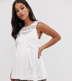 Топ с отделкой кроше Mamalicious-Белый Mama.Licious