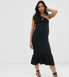 Расклешенное платье миди на одно плечо ASOS DESIGN Maternity-Черный