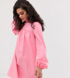 Свободное платье с высоким воротником и длинными рукавами Fashion Union Tall-Розовый