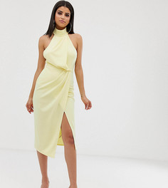 Платье-футляр миди с драпировкой ASOS DESIGN Tall-Желтый