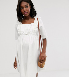 Белое свободное джинсовое платье с оборками ASOS DESIGN Maternity-Белый