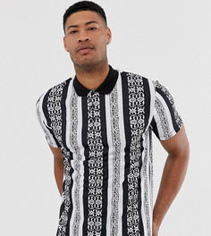 Свободное поло с мозаичным принтом ASOS DESIGN Tall-Белый
