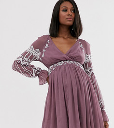 Шифоновое платье мини с отделкой ASOS DESIGN Maternity-Мульти