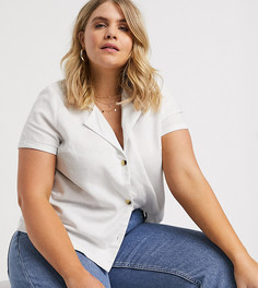 Льняная свободная рубашка на пуговицах Vero Moda Curve-Белый