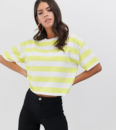 Свободная футболка в неоновую полоску ASOS DESIGN Tall-Желтый