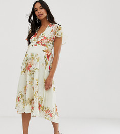 Платье миди с короткими рукавами и V-образным вырезом Hope & Ivy Maternity-Мульти