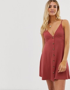 Красный сарафан мини на пуговицах ASOS DESIGN-Розовый