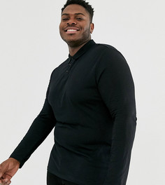 Черное трикотажное поло с длинными рукавами ASOS DESIGN Plus-Черный