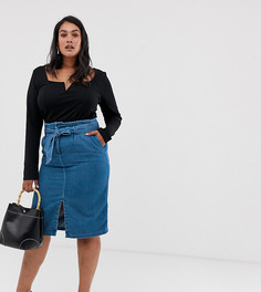 Джинсовая юбка миди с поясом Vero Moda Curve-Синий