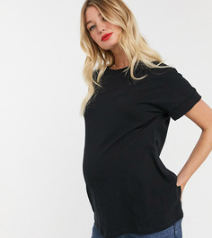 Черная oversize-футболка бойфренда с отворотами на рукавах ASOS DESIGN Maternity-Черный