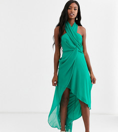Шифоновое платье миди с запахом ASOS DESIGN Tall-Зеленый
