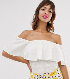 Топ со спущенными плечами и оборками Ichi-Белый