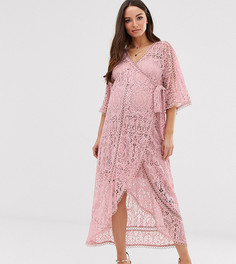 Кружевное платье миди с запахом ASOS DESIGN Maternity-Розовый