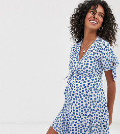 Приталенное платье мини с цветочным принтом и завязками на рукавах ASOS DESIGN Maternity-Мульти