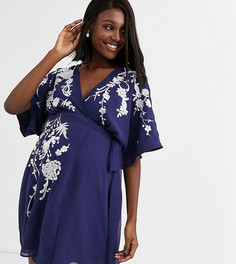 Платье мини с запахом и вышивкой ASOS DESIGN Maternity-Фиолетовый