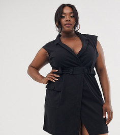 Платье-смокинг мини в стиле милитари ASOS DESIGN Curve-Черный
