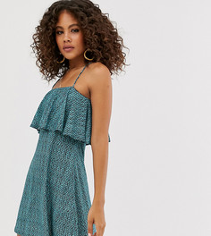Сарафан с пестрым принтом в цветочек и оборками ASOS DESIGN Tall-Мульти