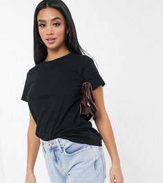 Черная футболка из органического хлопка с круглым вырезом ASOS DESIGN Petite-Черный