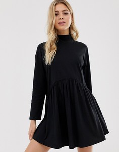 Черное свободное платье с высоким воротом ASOS DESIGN-Черный