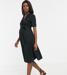 Меланжевое платье-рубашка миди с поясом ASOS DESIGN Maternity-Зеленый