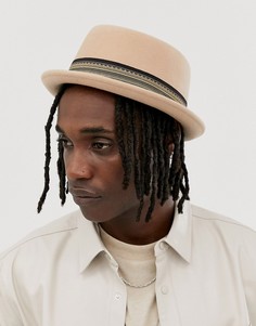 Бежевая шляпа с загнутыми кверху полями ASOS DESIGN-Светло-коричневый