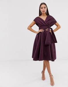 Платье миди для выпускного с поясом ASOS DESIGN-Фиолетовый