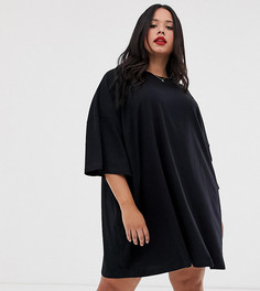 Черное платье-футболка в стиле oversized от ASOS DESIGN Curve-Черный
