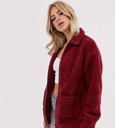 Oversize-куртка на молнии с меховой отделкой Missguided-Красный