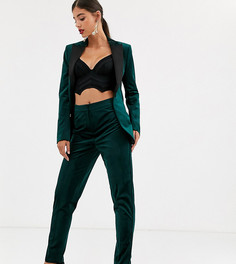 Узкие бархатные брюки под смокинг ASOS DESIGN Tall-Зеленый