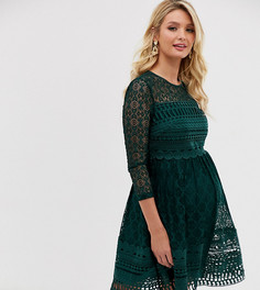 Кружевное приталенное платье мини ASOS DESIGN Maternity Рremium-Зеленый