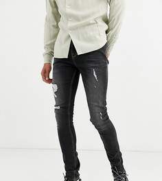 Рваные супероблегающие джинсы черного цвета ASOS DESIGN Tall-Черный