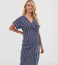 Платье миди в полоску с запахом ASOS DESIGN Maternity-Мульти