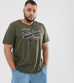 Футболка цвета хаки с логотипом в винтажном стиле Jack & Jones Essentials-Зеленый