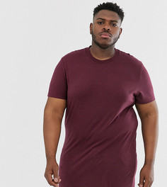 Бордовая длинная футболка с круглым вырезом ASOS DESIGN Plus-Красный