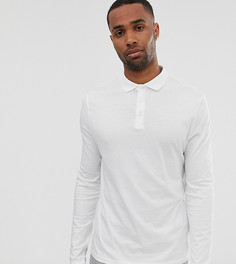 Белое трикотажное поло из органического хлопка с длинными рукавами ASOS DESIGN Tall-Белый