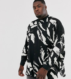 Рубашка-oversize с абстрактным цветочным принтом ASOS DESIGN Plus-Черный