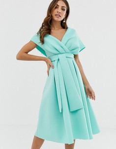 Платье миди для выпускного с поясом ASOS DESIGN-Синий