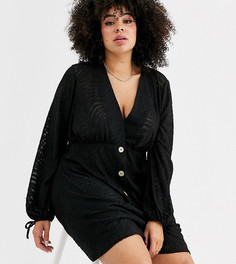 Чайное платье мини с выжженным зебровым узором ASOS DESIGN Curve-Зеленый