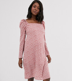 Платье с квадратным вырезом и сборками на спине Wild Honey Maternity-Фиолетовый