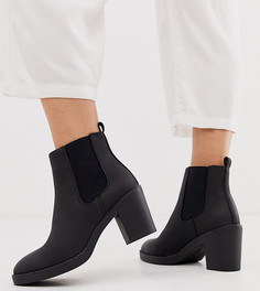 Черные ботинки челси на массивном каблуке New Look Wide Fit-Черный