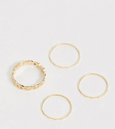 4 золотистых кольца с вырезами ASOS DESIGN Curve-Золотой