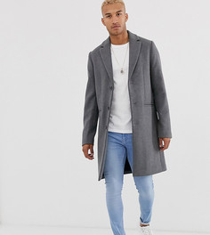 Полушерстяное светло-серое пальто ASOS DESIGN Tall-Серый