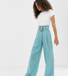 Фактурные брюки с широкими штанинами и пряжками ASOS DESIGN Tall-Синий