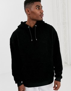 Плюшевый oversized-худи черного цвета ASOS DESIGN-Черный