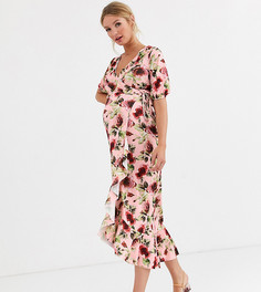 Платье макси с запахом и цветочным принтом ASOS DESIGN Maternity-Мульти